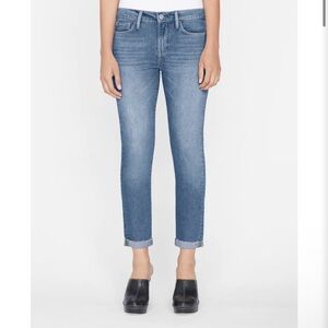 Frame Denim Le Garçon Jean Deepwater Raw Hem Boyfriend Mid Rise Relaxed Fit 26